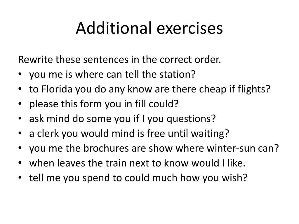 additional exercises