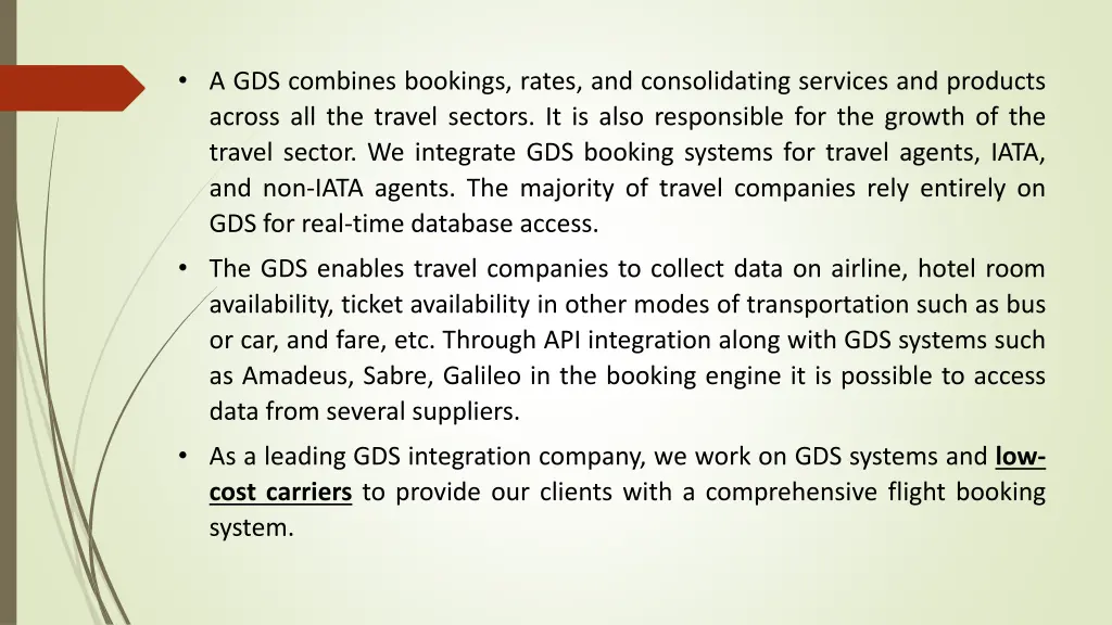 a gds combines bookings rates and consolidating
