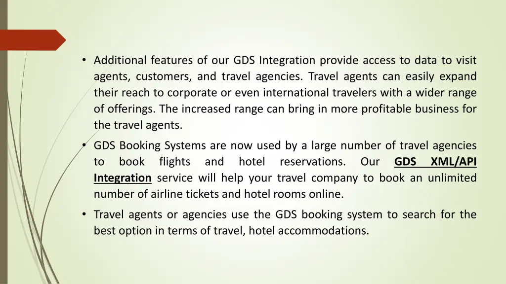 additional features of our gds integration