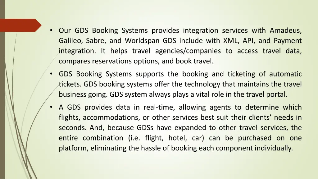 our gds booking systems provides integration