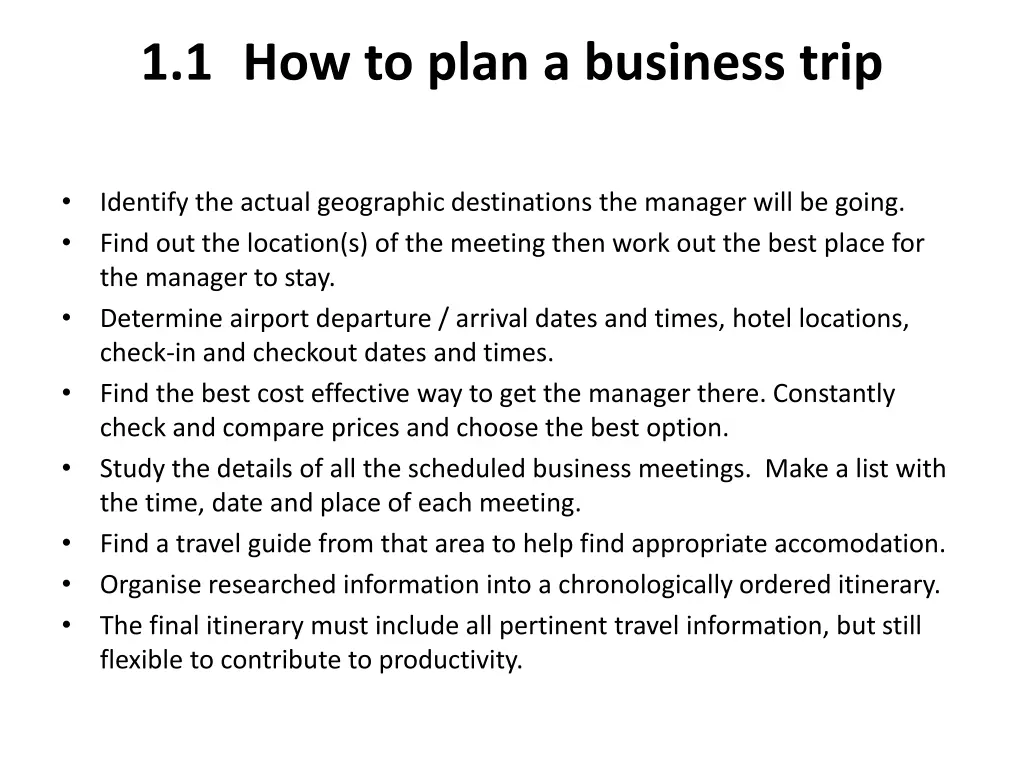 1 1 how to plan a business trip
