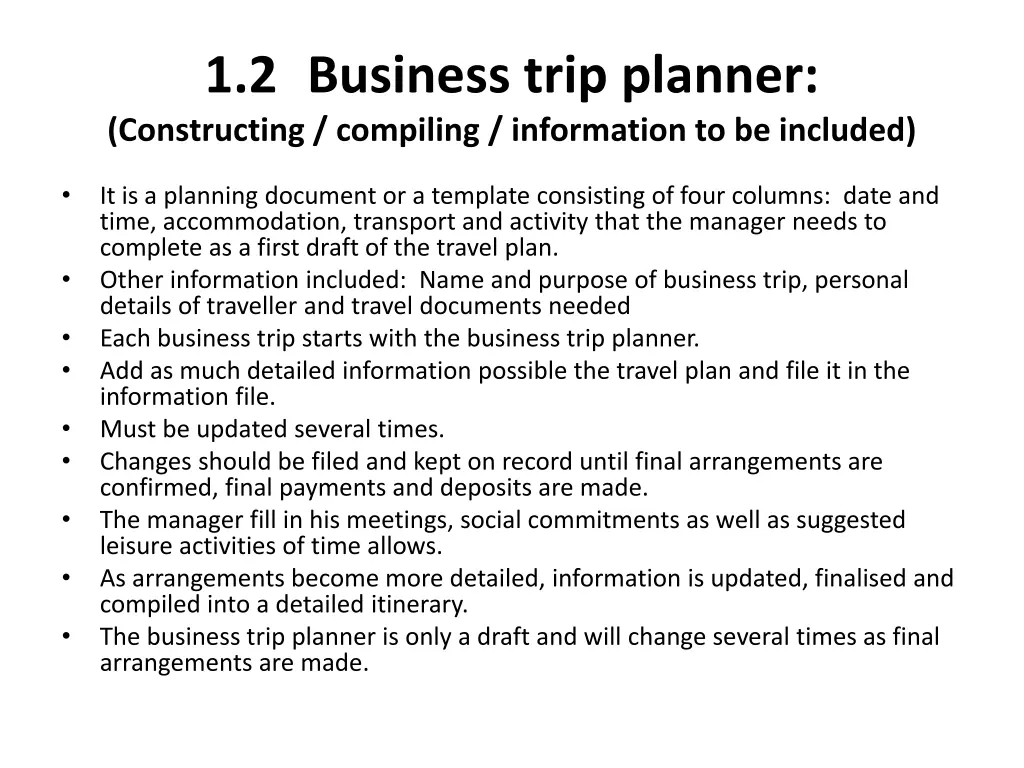 1 2 business trip planner constructing compiling