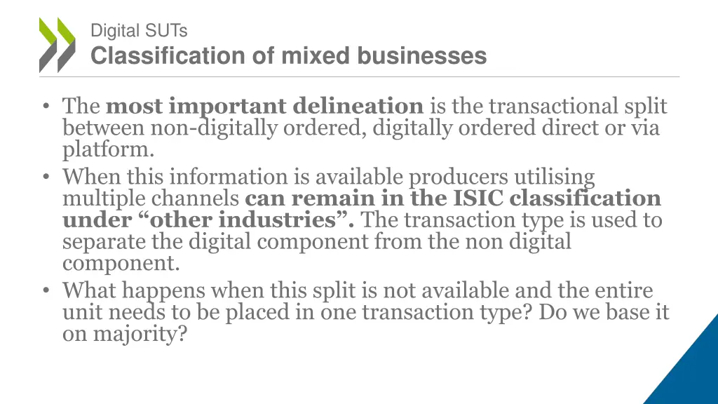 digital suts classification of mixed businesses