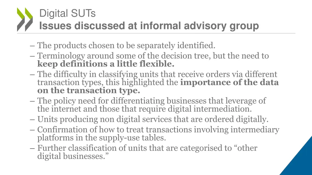 digital suts issues discussed at informal