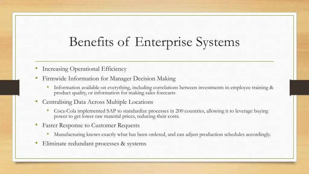 benefits of enterprise systems