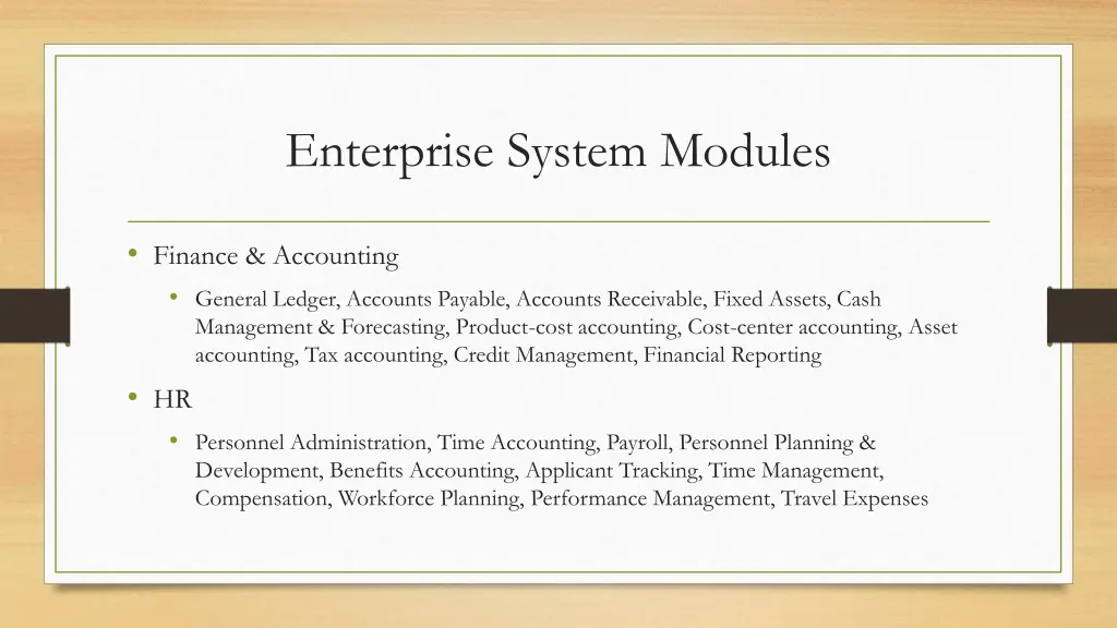 enterprise system modules