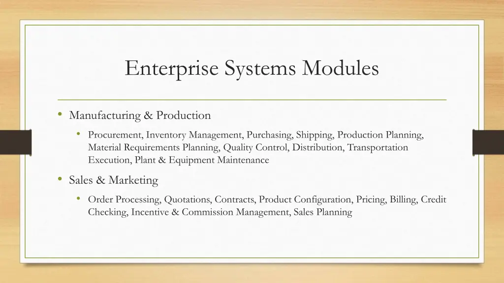 enterprise systems modules