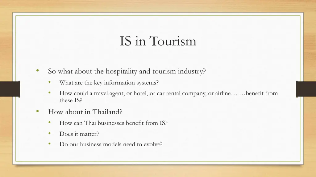 is in tourism