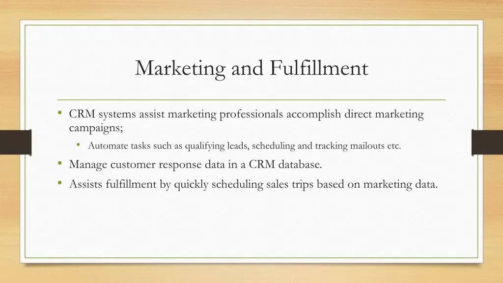 marketing and fulfillment