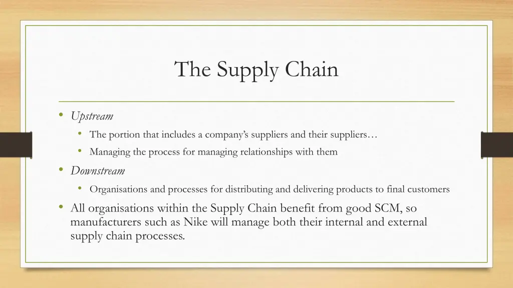 the supply chain