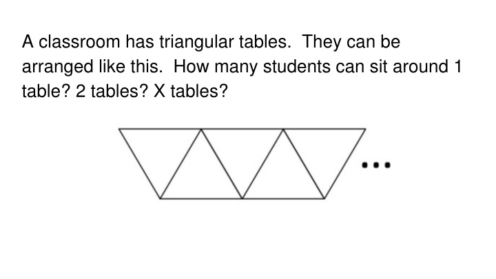 a classroom has triangular tables they