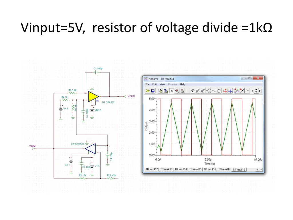 vinput 5v resistor of voltage divide 1k