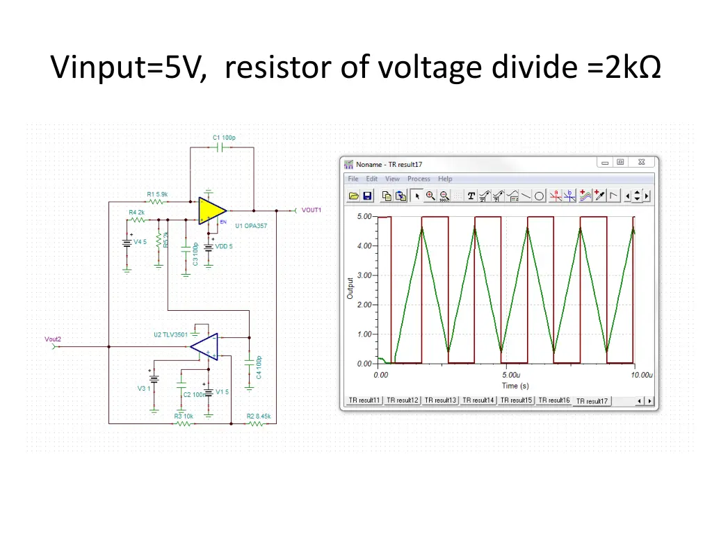 vinput 5v resistor of voltage divide 2k