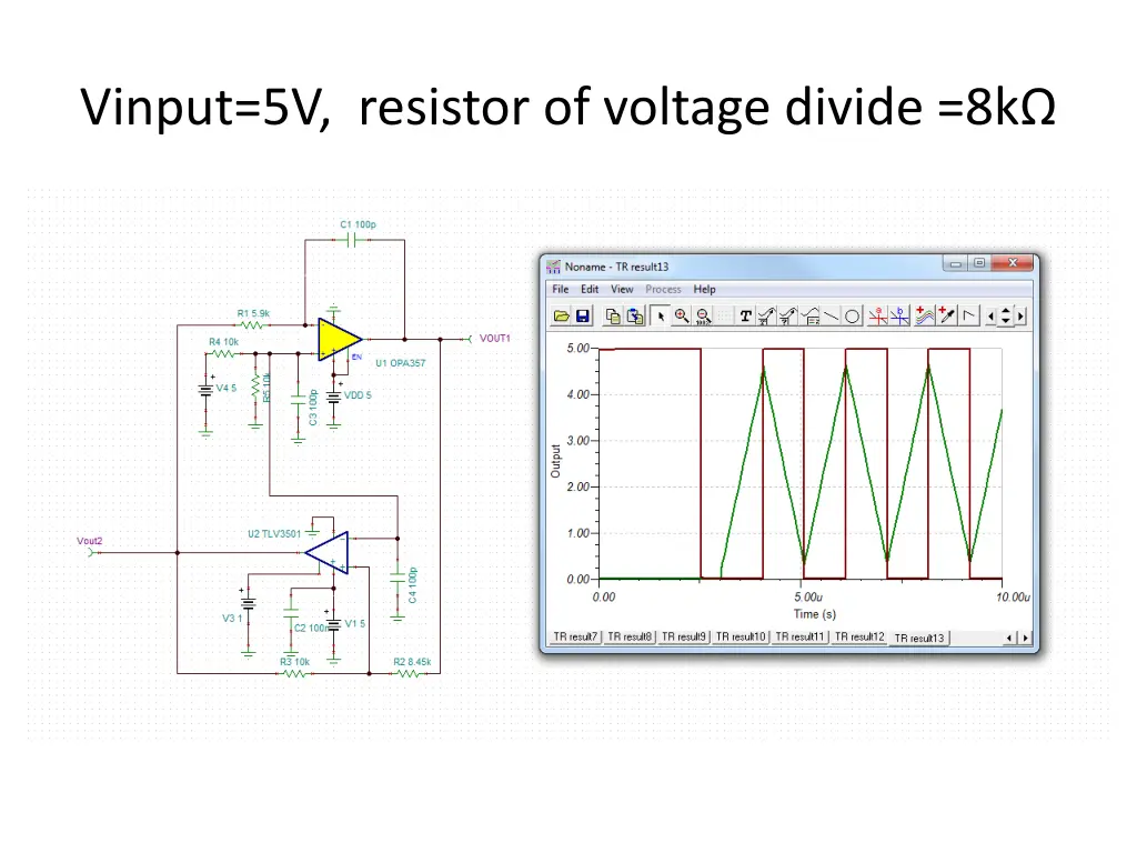 vinput 5v resistor of voltage divide 8k