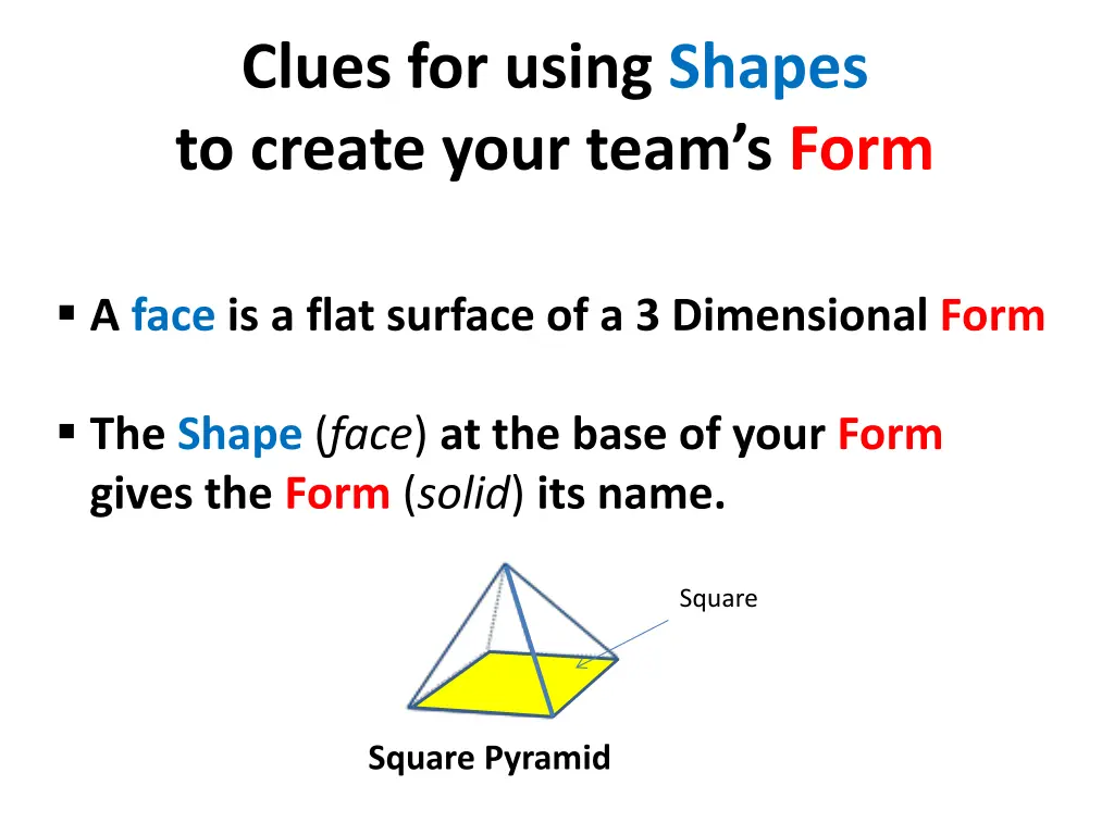 clues for using shapes to create your team s form