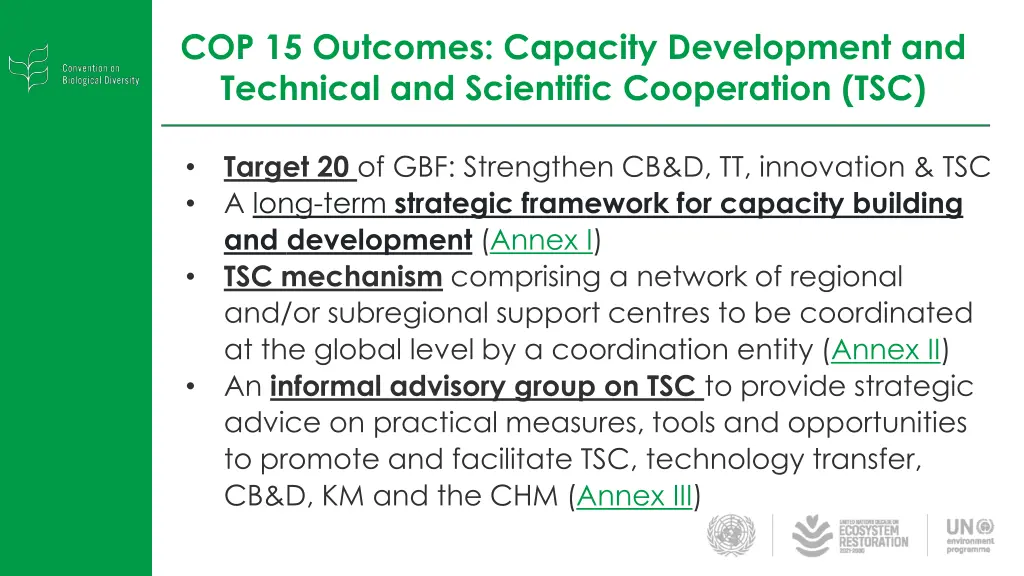 cop 15 outcomes capacity development