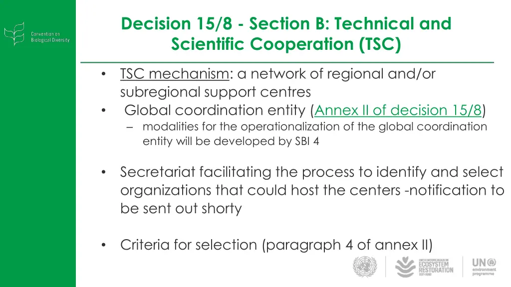 decision 15 8 section b technical and scientific