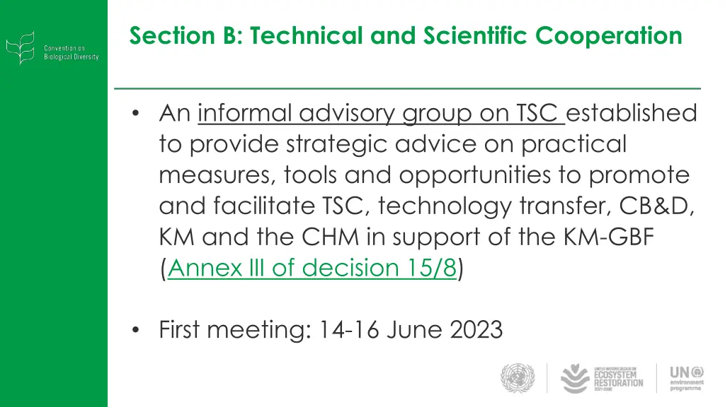 section b technical and scientific cooperation