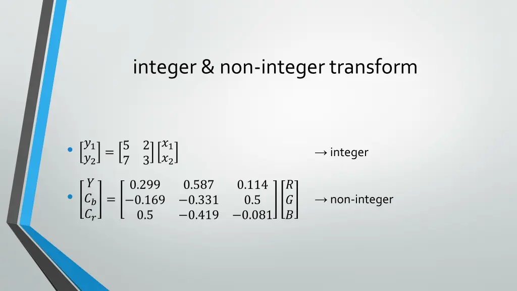 integer non integer transform