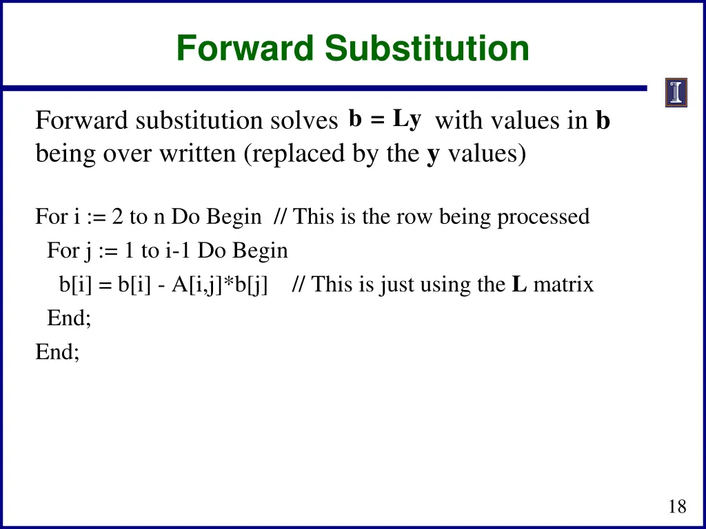 forward substitution