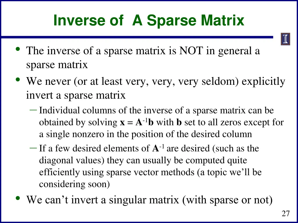 inverse of a sparse matrix
