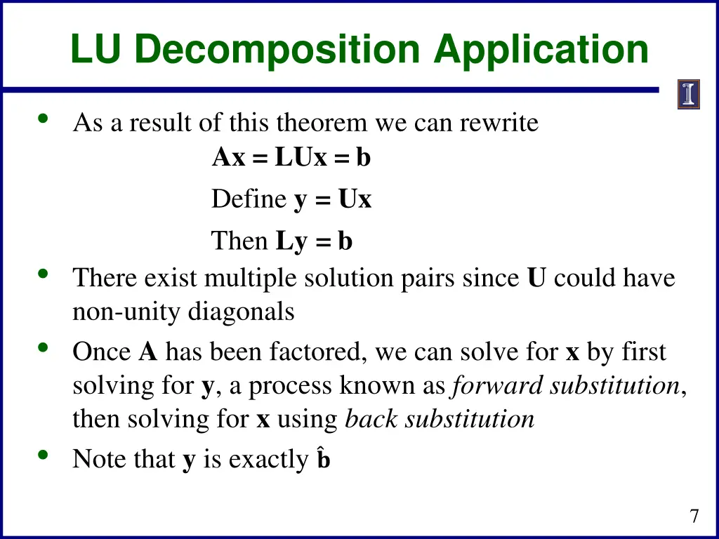 lu decomposition application