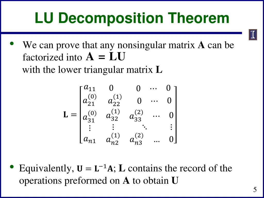 lu decomposition theorem