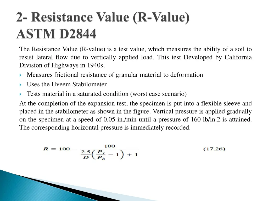 the resistance value r value is a test value