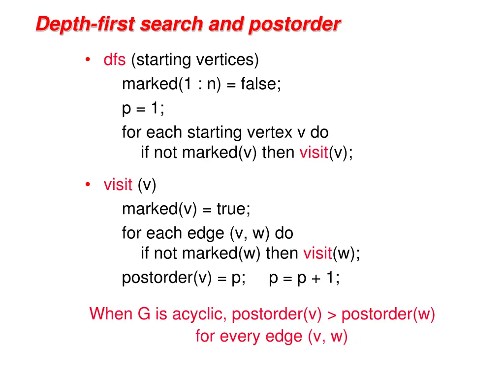 depth first search and postorder 1