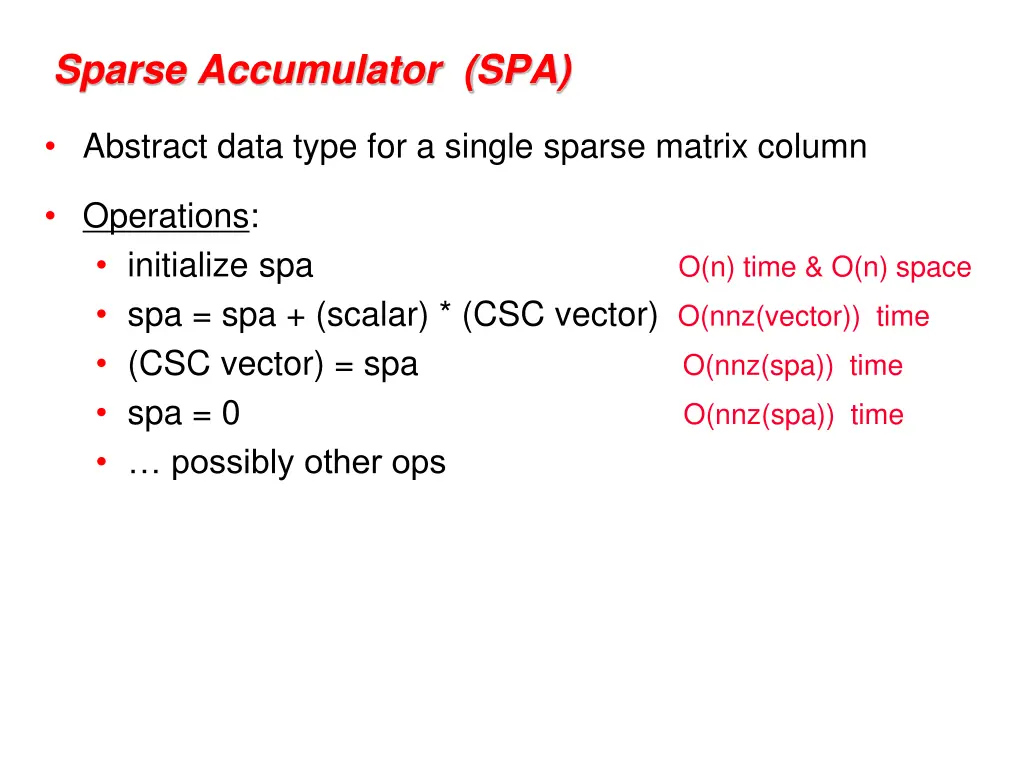 sparse accumulator spa