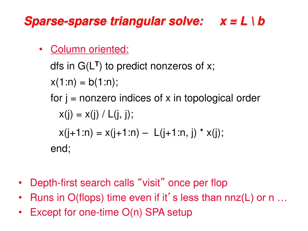sparse sparse triangular solve x l b
