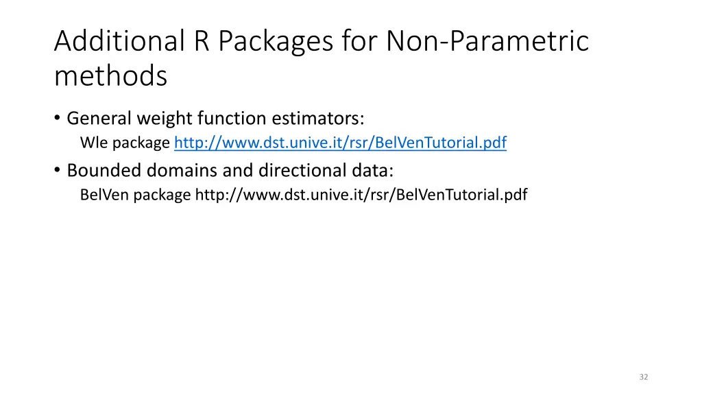 additional r packages for non parametric methods