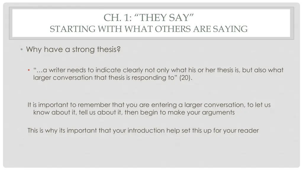 ch 1 they say