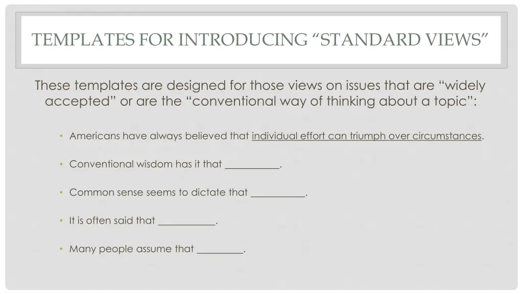 templates for introducing standard views
