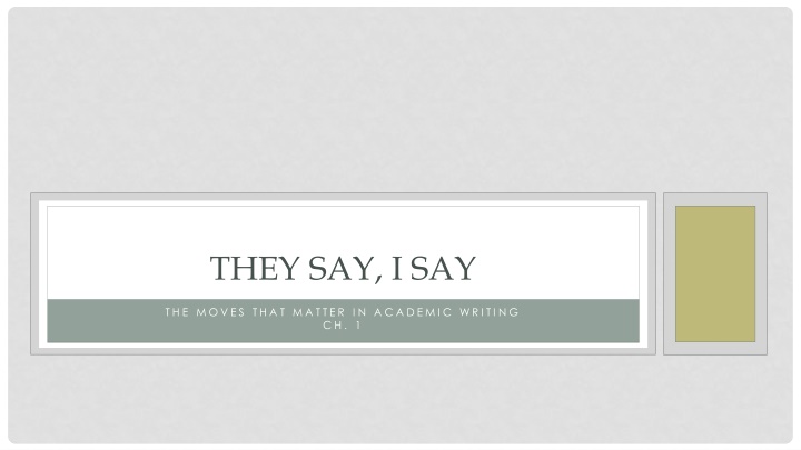 they say i say