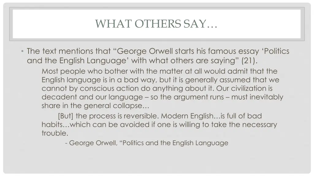 what others say