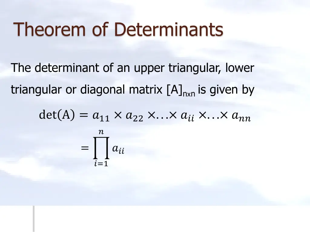 theorem of determinants 1