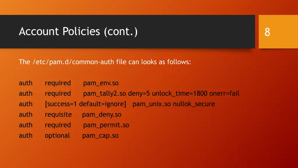 account policies cont 2