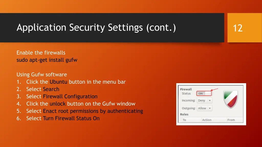 application security settings cont
