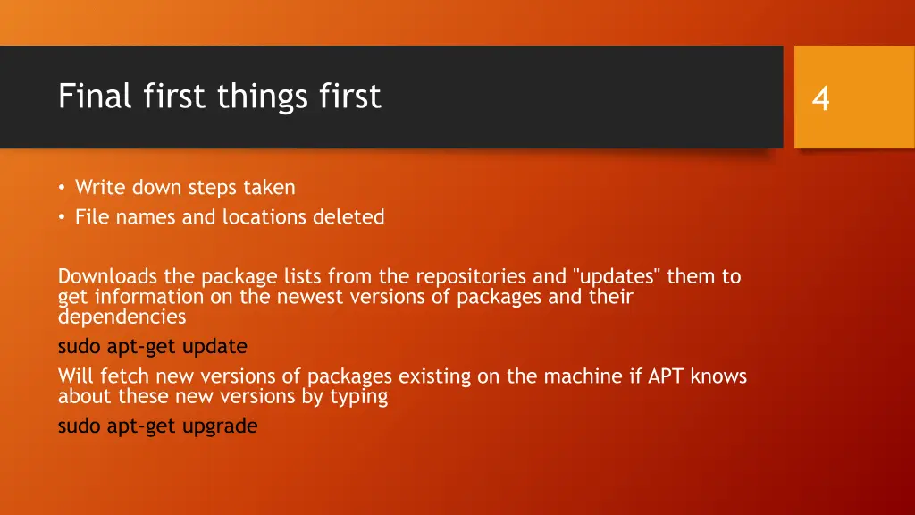 final first things first