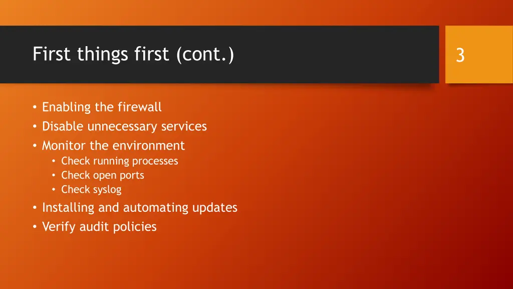 first things first cont