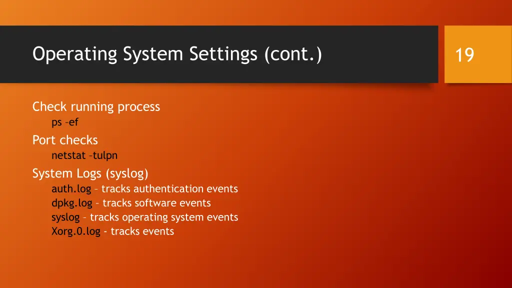 operating system settings cont