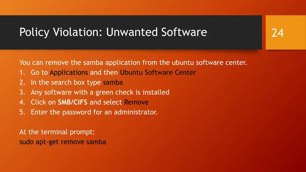 policy violation unwanted software