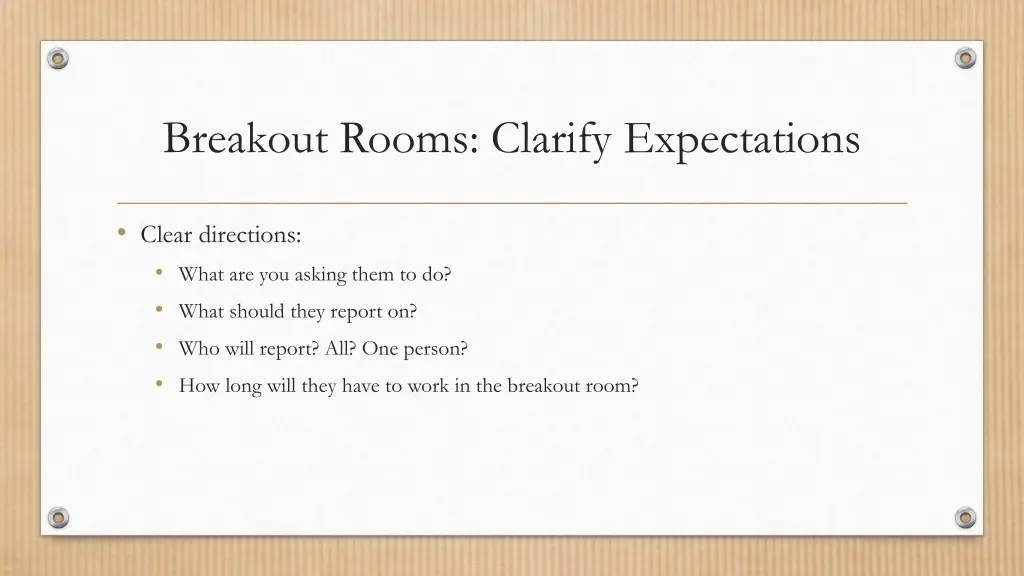 breakout rooms clarify expectations