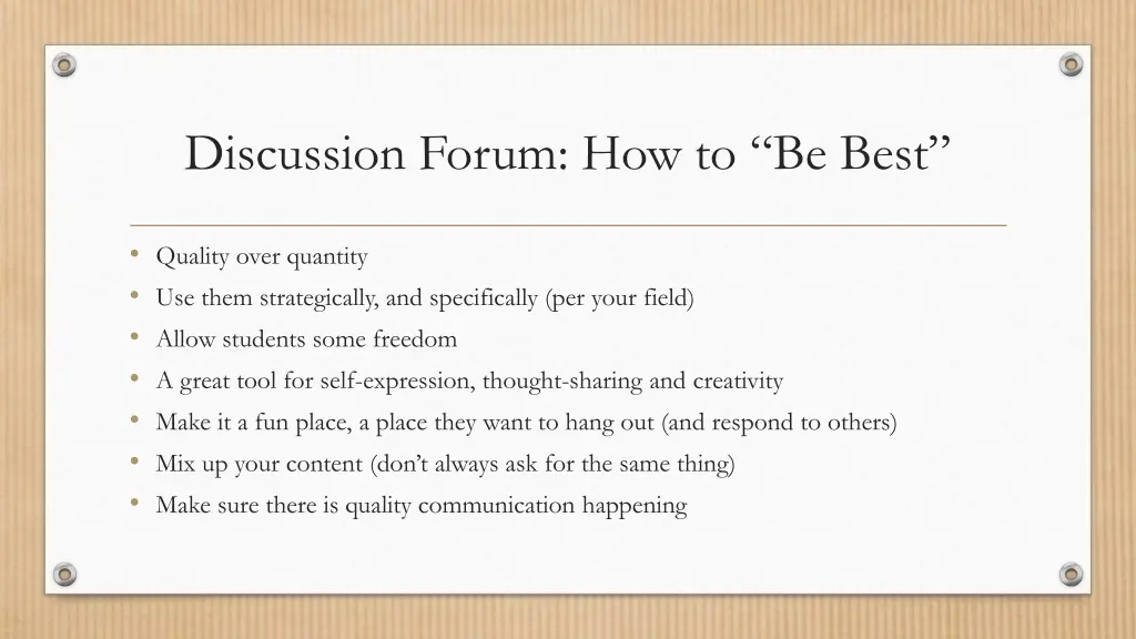 discussion forum how to be best