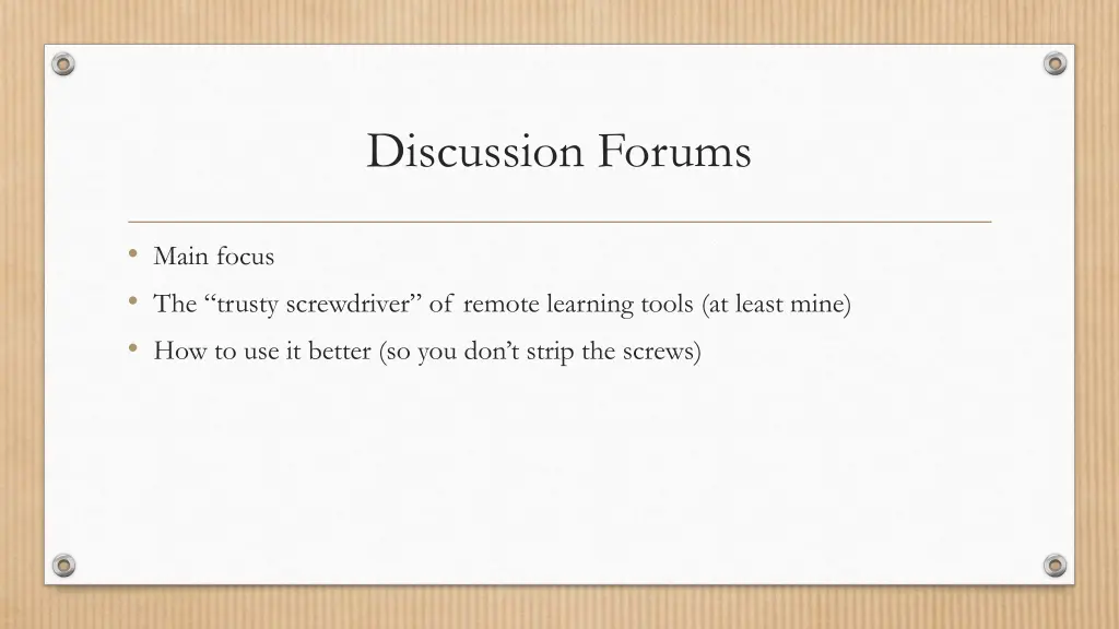 discussion forums
