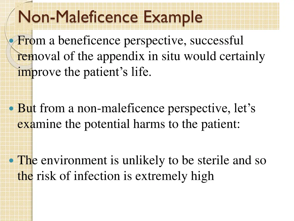 non maleficence example