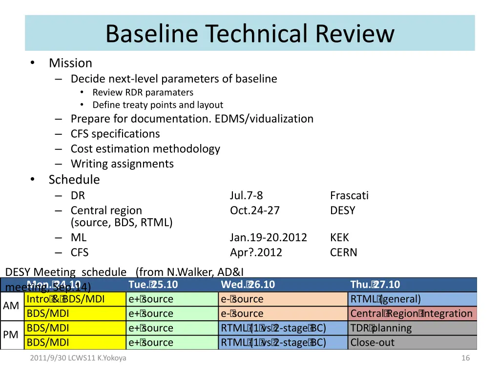 baseline technical review