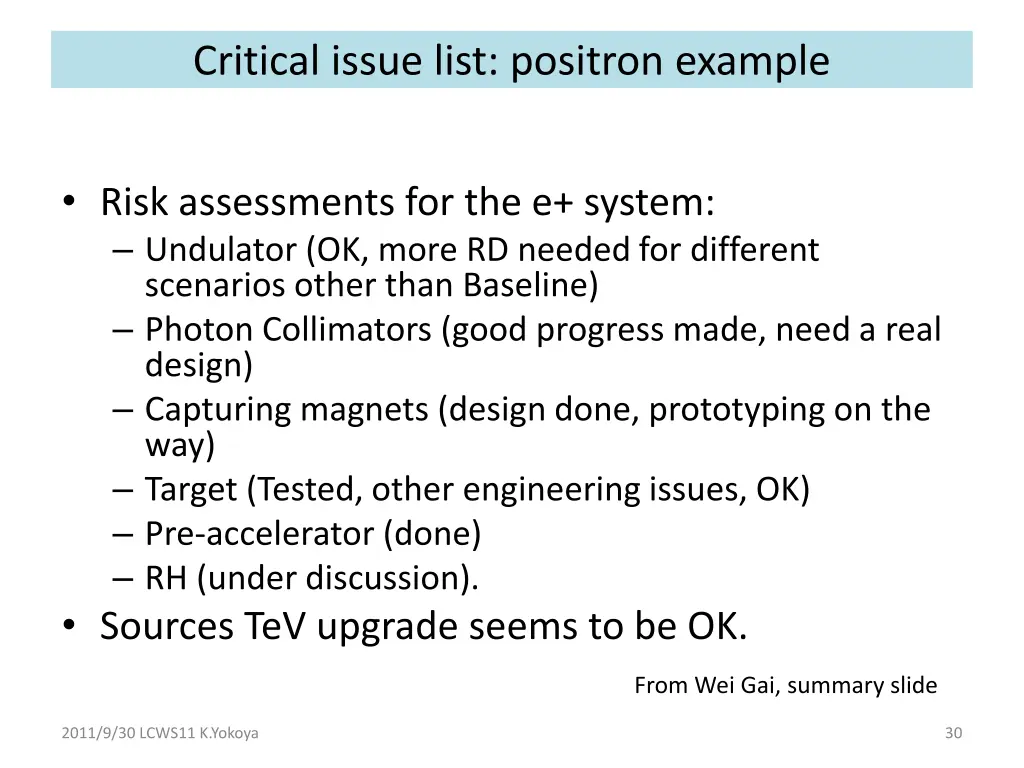 critical issue list positron example