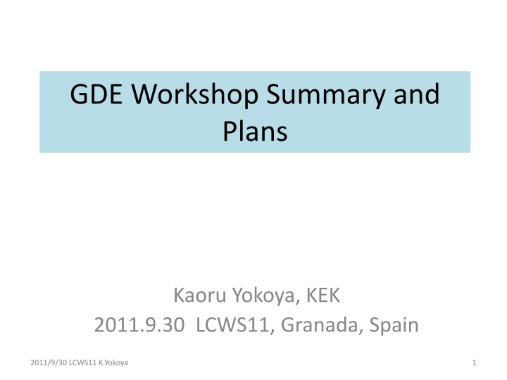 gde workshop summary and plans